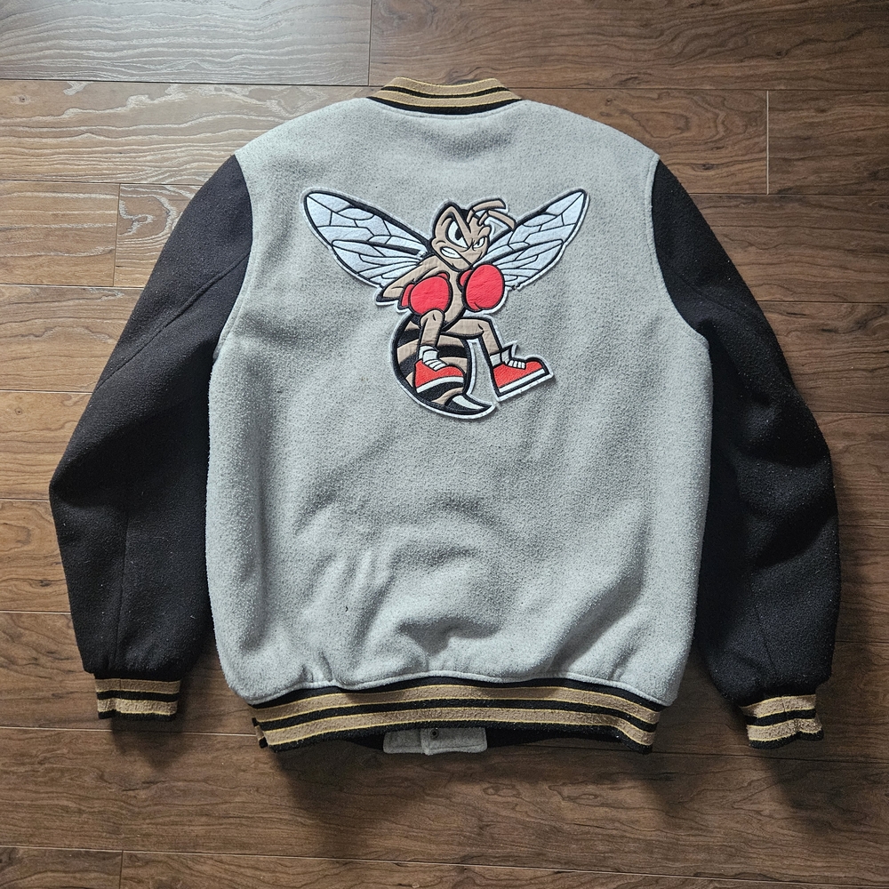 Vintage No Fear Varsity Jacket Adult Medium Ready To Bumble Bee Boxing